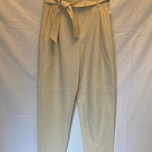 Zara Women 100% Leather High Waist Pleated Slouchy Pants - Picture 10 of 13